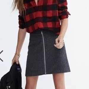 MADEWELL Gray Wool Blend Full Zip Skirt - Business Casual or Casual  / Size 0